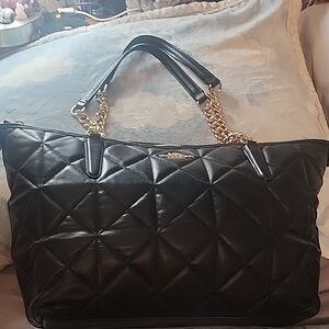 Black Quilted Tote Bag